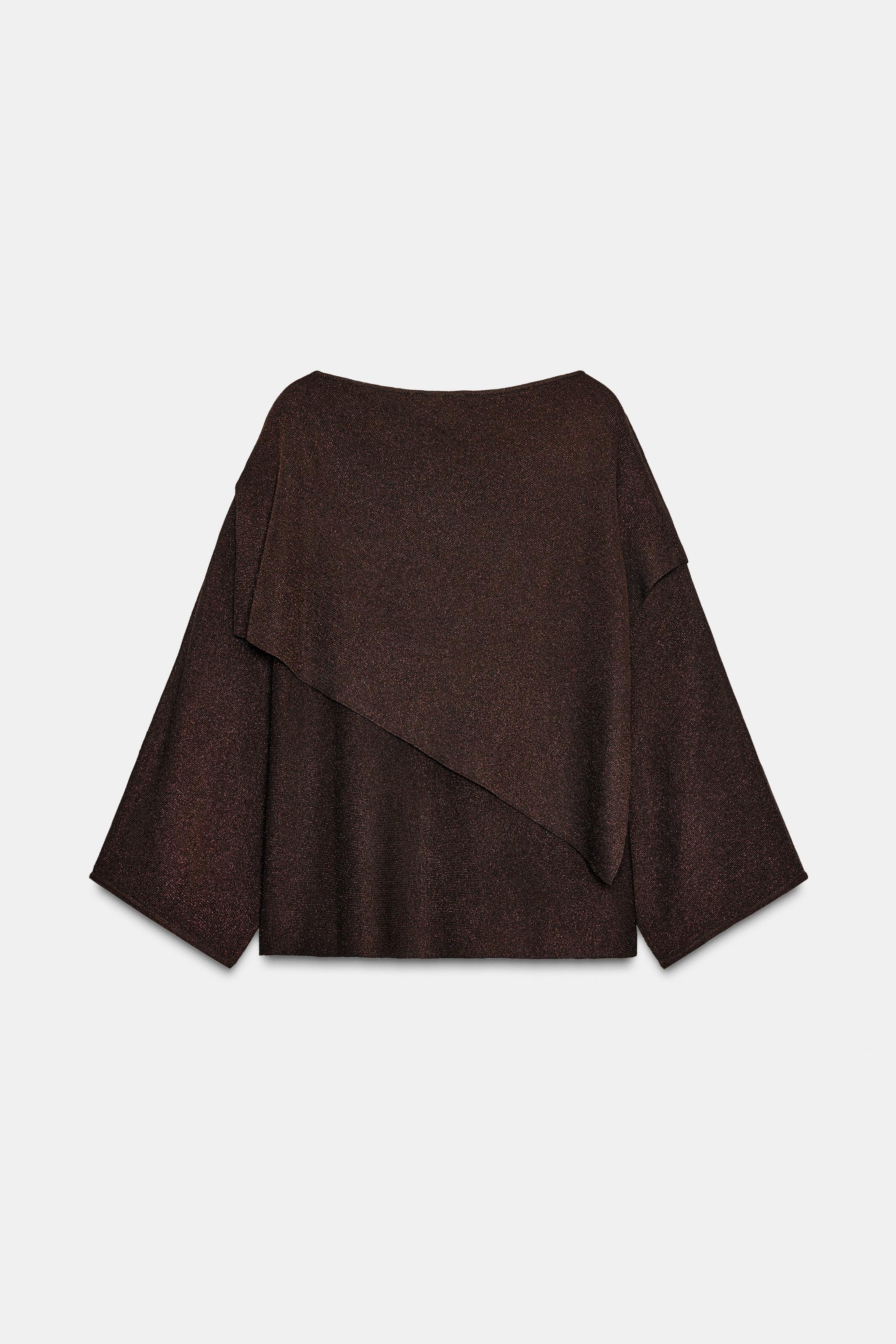 PULL CAPE EN MAILLE À FIL MÉTALLISÉ